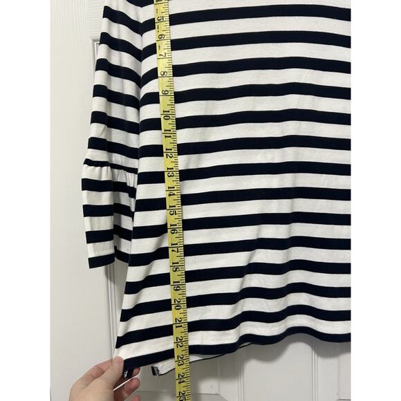 Talbots Womens Navy Blue White Striped Bell Sleeve Top Size M 100% Cotton EUC. - Picture 5 of 10